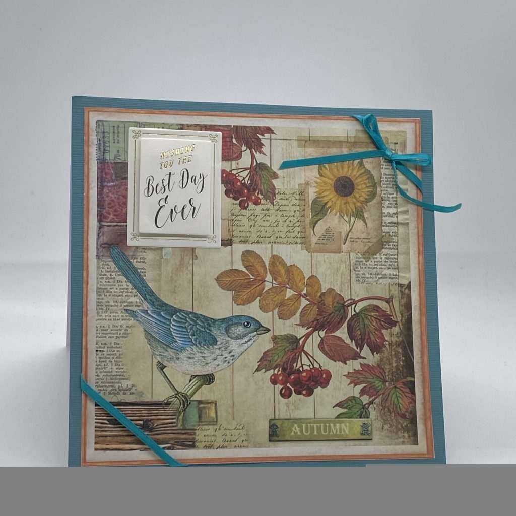 Blue Bird With Berries Hello Card