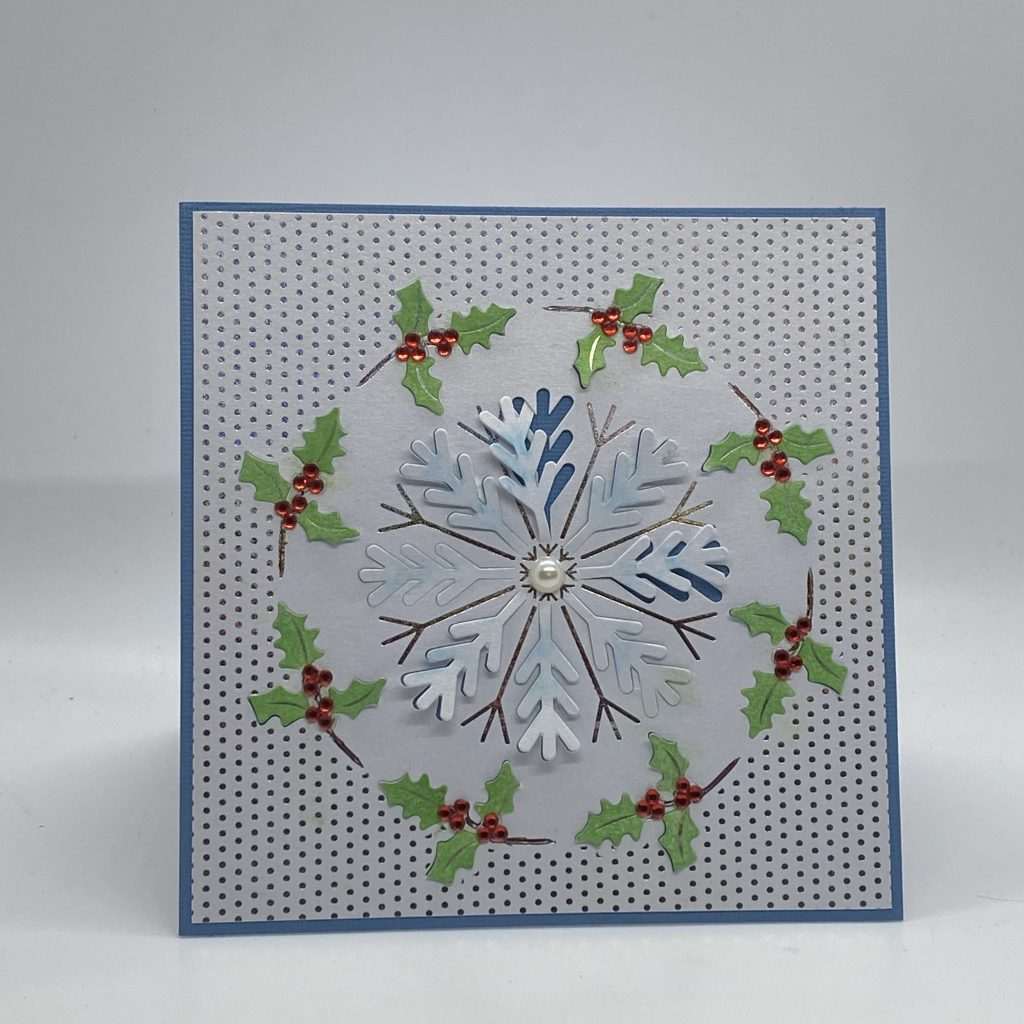 Raised Holly And Snowflake Holiday Card