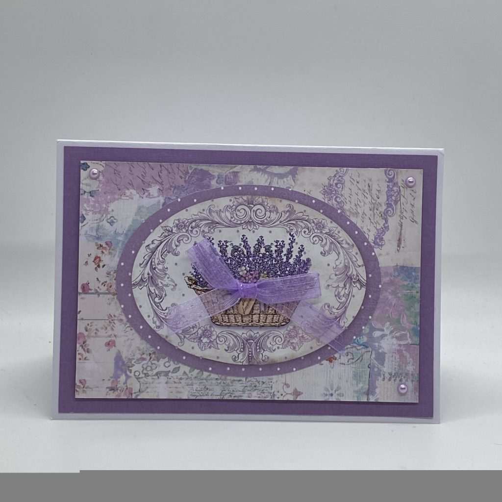 Framed Lavender Basket With Bow Friendship Card