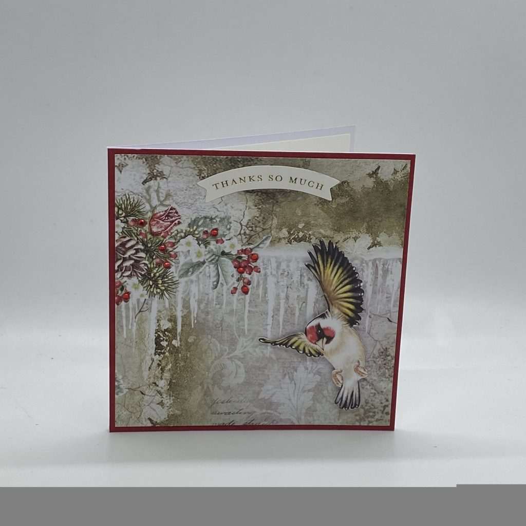 Flying Bird Winter Roses Thank You Card