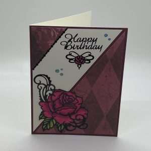 Happy Birthday Red Rose Glitter Card