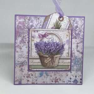 Lavender Basket With Tag Card