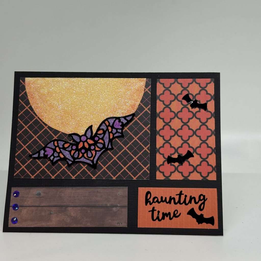 Flying Bats Glitter Card