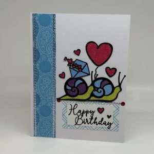 IMG_3122 Snails And Hearts Glitter Birthday Card