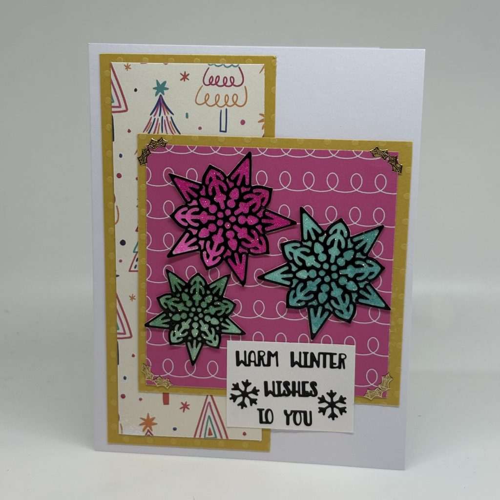 Pastel Glitter Snowflakes Winter Wishes Card