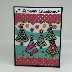 IMG_3127 Small Pastel Glitter Christmas Trees Christmas Card