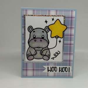 Hippo With Star Glitter Celebration Card