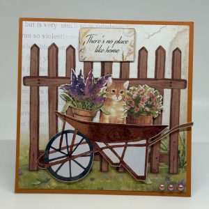 Wheelbarrow With Kitty Best Wishes Card