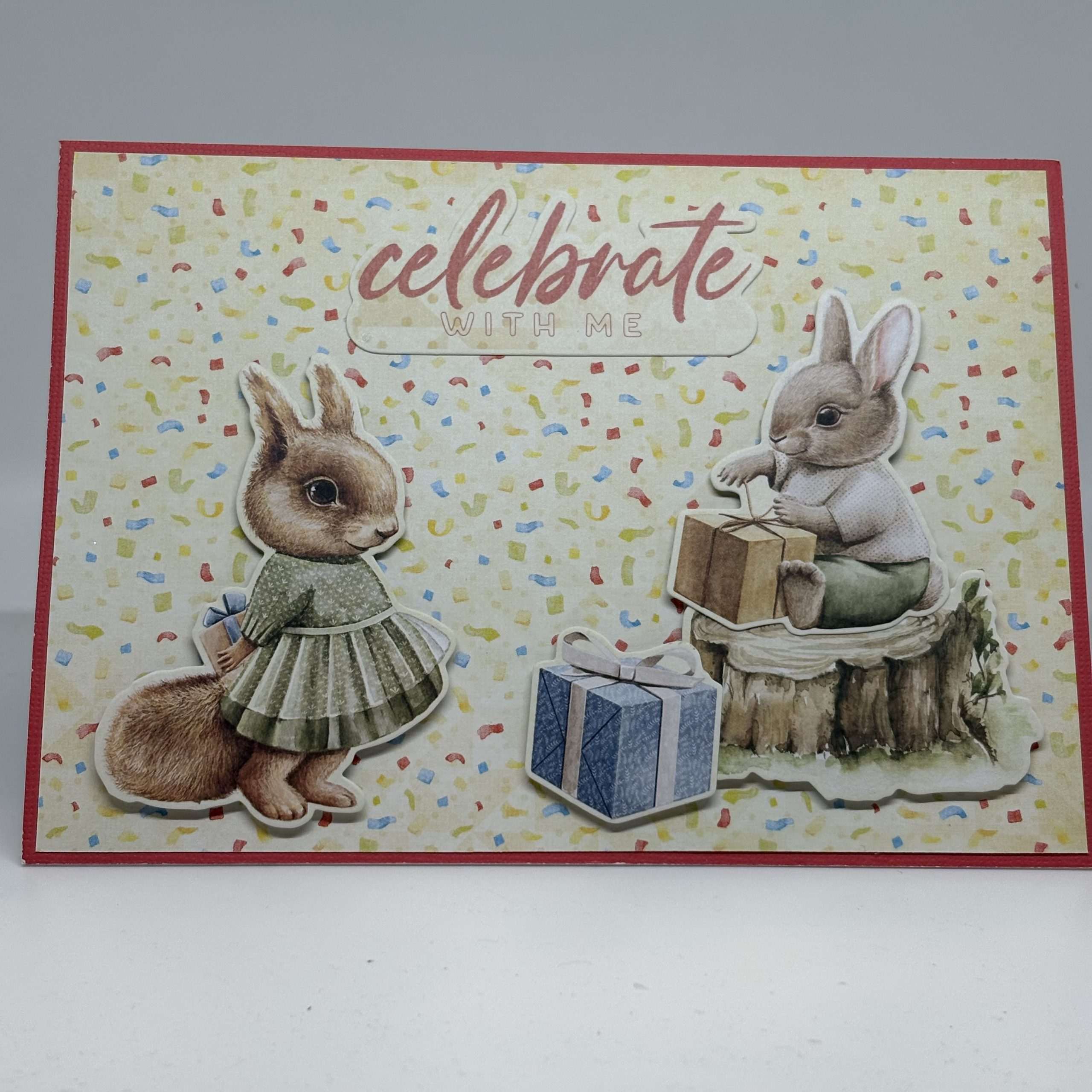 Bunnies With Presents Birthday Card