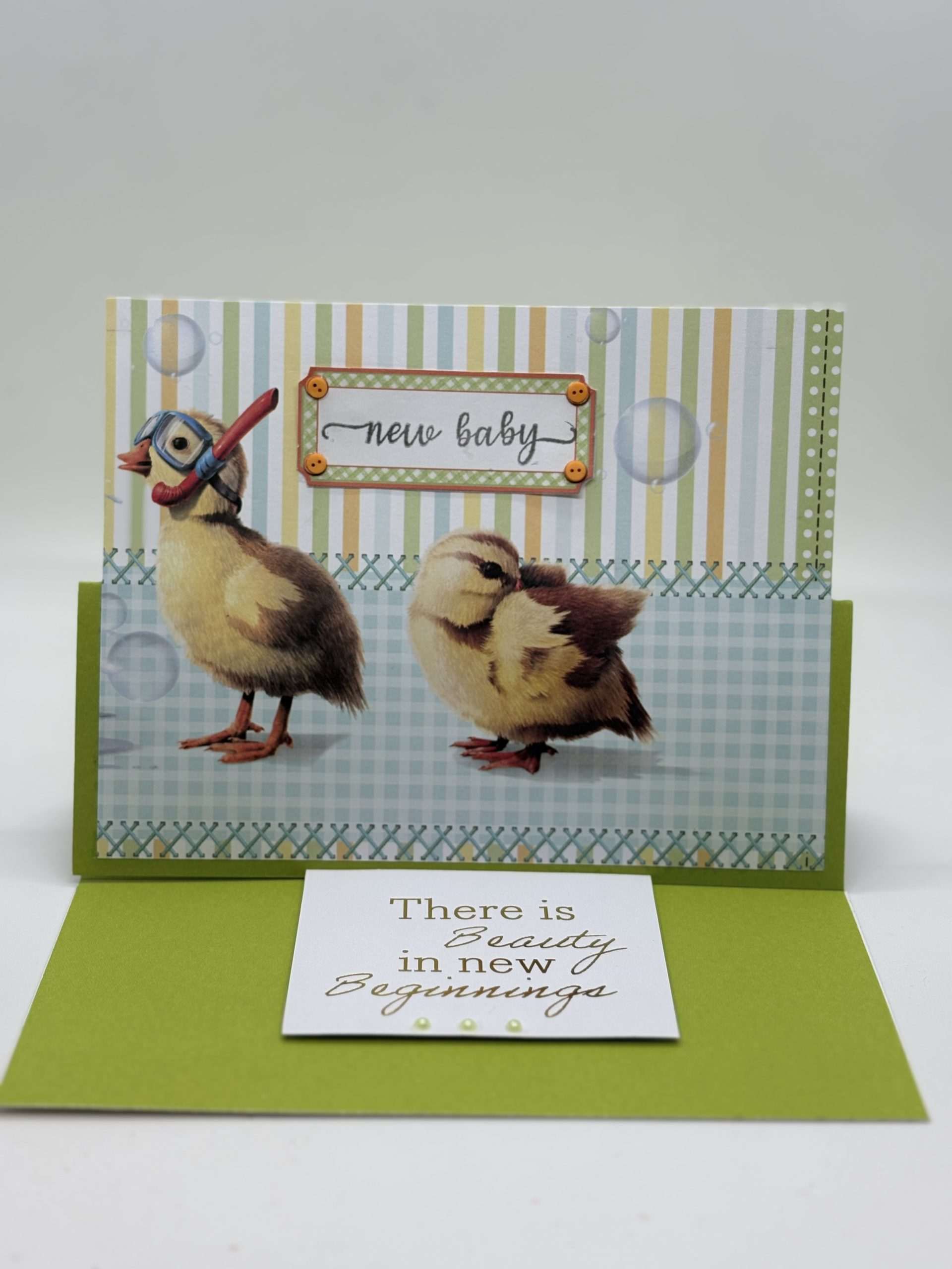Baby ducks With Swimming Gear New Baby Card - Image 2