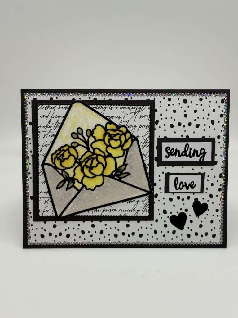 Yellow Flower Filled Envelope Glitter Love Card