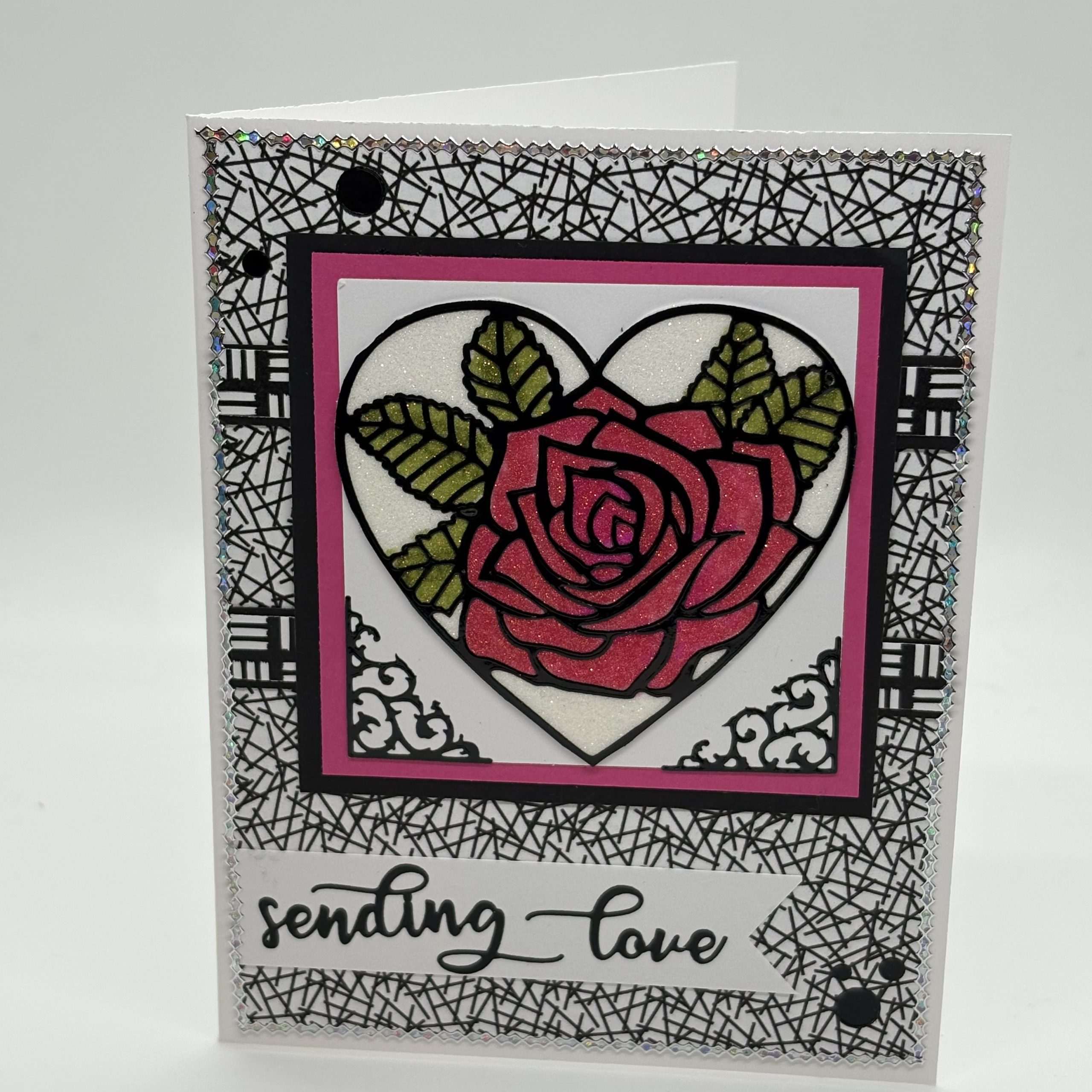 Red Rose Glitter Love Card