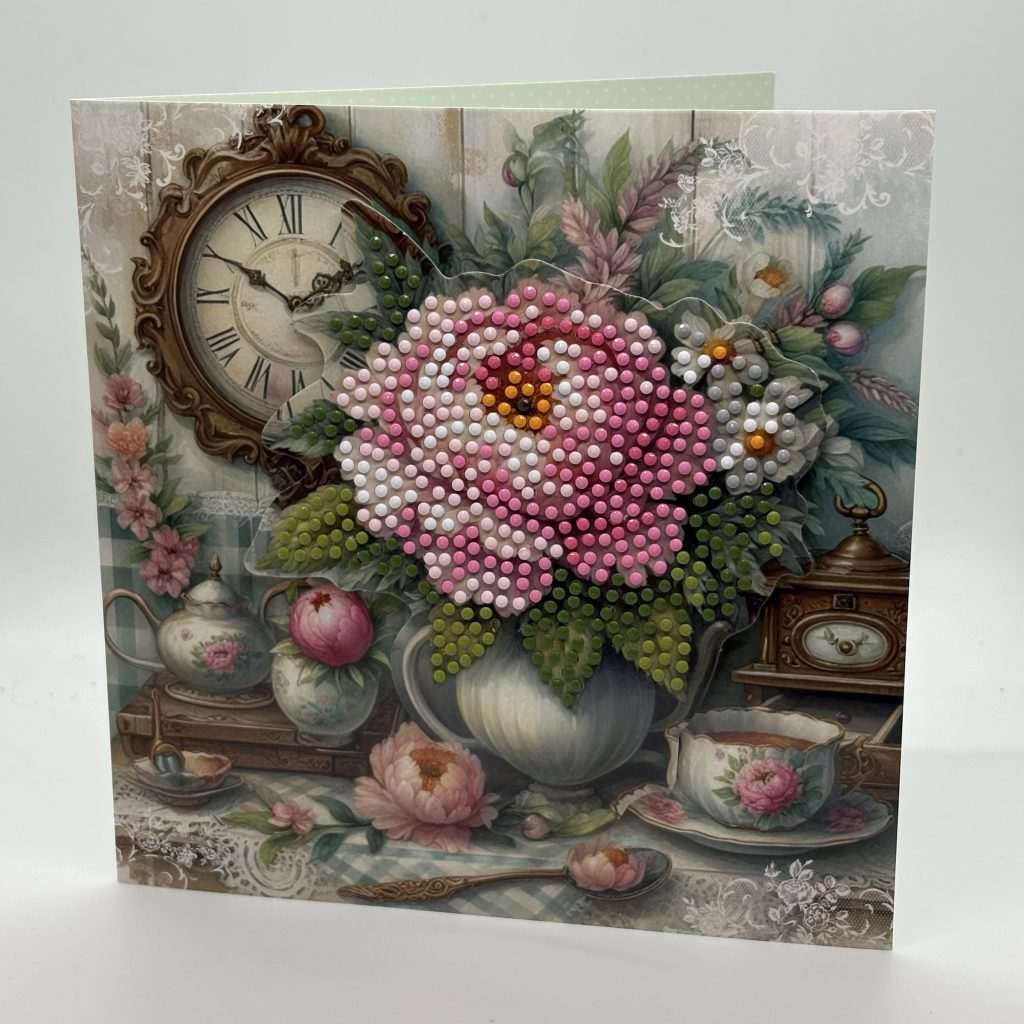 3D Raised Dots Flowers And Clock Birthday Card