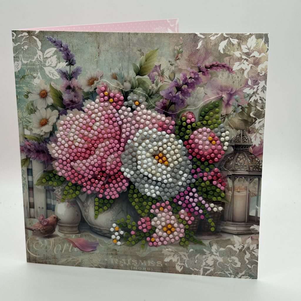 3D Raised Dots Flowers And Lantern Birthday Card