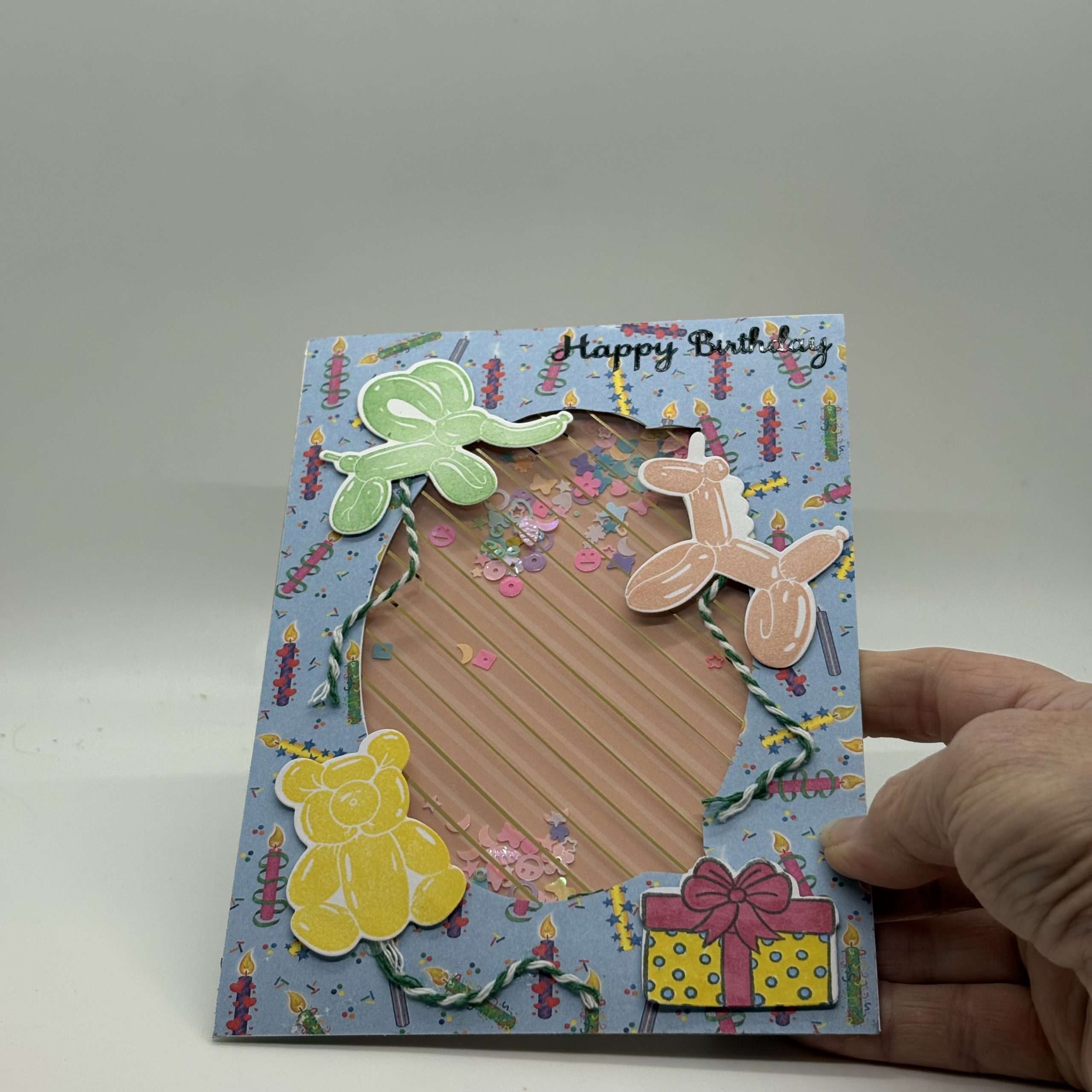 Birthday Balloons With Present Shaker Birthday Card - Image 2