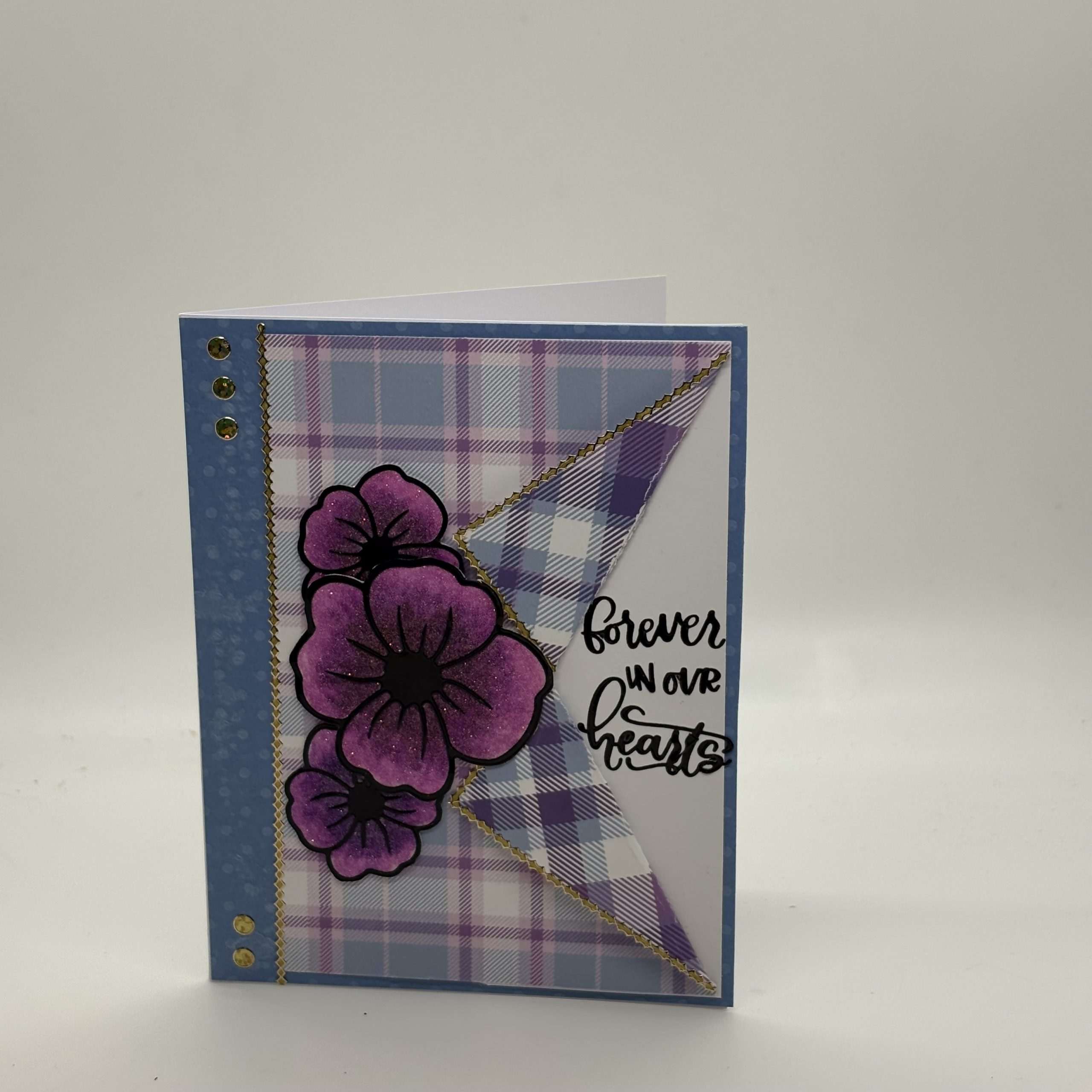 Purple Flowers Glitter Sympathy Card