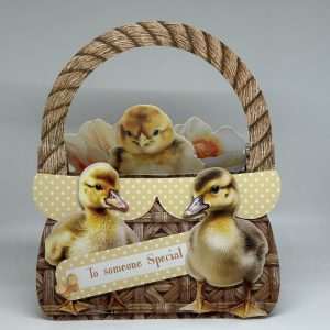 Oversized Yellow Basket With ducks And Chicks Easter Card