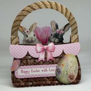 IMG_3716 Oversized Pink Basket With Bunnies Easter Card
