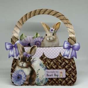 Oversized Purple Basket With White Bunny Easter Card