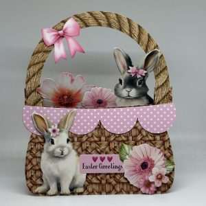 IMG_3746 Oversized Pink Basket With Bunnies Easter Card