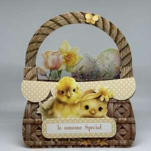 Oversized Yellow Basket With Chicks Easter Basket