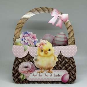 IMG_3752 Oversized Pink Basket With Baby Chick And Hydrangea Easter Card