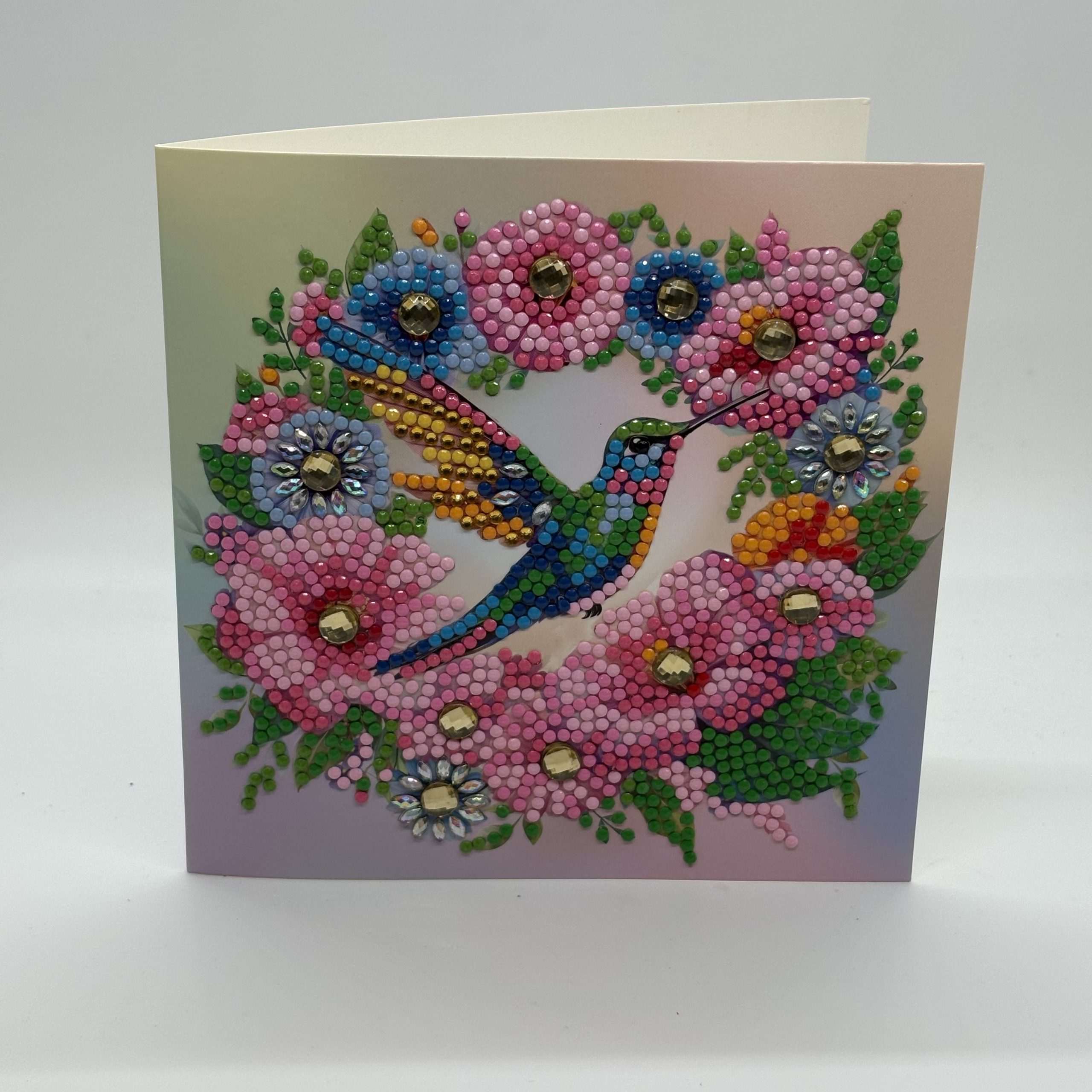 Beaded Wreath With Hummingbird Inspirational Card