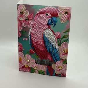 Beaded Pink Parrot Inspirational Card