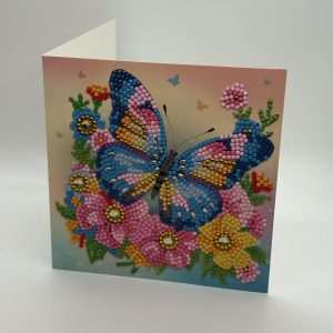 Beaded Butterfly With Pink Flowers Inspirational Card